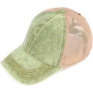 imageCC Childrens Kids Girls Criss Cross High Bun Adjustable Mesh Trucker Baseball CapLime