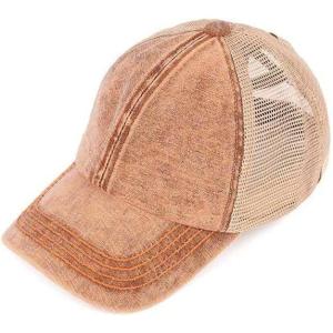 imageCC Childrens Kids Girls Criss Cross High Bun Adjustable Mesh Trucker Baseball CapOrange