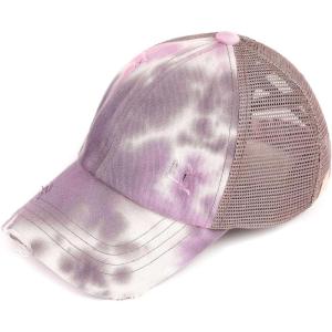imageCC Childrens Kids Girls Criss Cross High Bun Adjustable Mesh Trucker Baseball CapTie Dye Gray