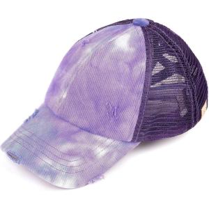imageCC Childrens Kids Girls Criss Cross High Bun Adjustable Mesh Trucker Baseball CapTie Dye Purple