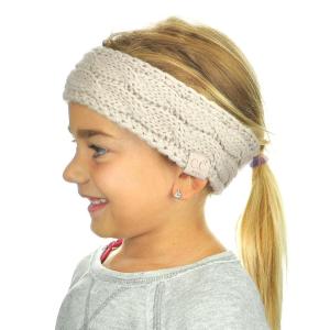 imageCC Childrens Kids Winter Warm Cable Knit Fuzzy Lined Ear Warmer HeadbandBeige