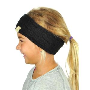 imageCC Childrens Kids Winter Warm Cable Knit Fuzzy Lined Ear Warmer HeadbandBlackSilver