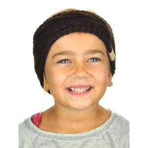 imageCC Childrens Kids Winter Warm Cable Knit Fuzzy Lined Ear Warmer HeadbandBrown