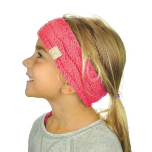 imageCC Childrens Kids Winter Warm Cable Knit Fuzzy Lined Ear Warmer HeadbandCandy Pink