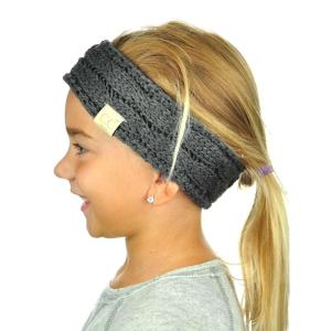 imageCC Childrens Kids Winter Warm Cable Knit Fuzzy Lined Ear Warmer HeadbandDark Melange Gray