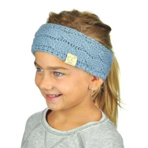 imageCC Childrens Kids Winter Warm Cable Knit Fuzzy Lined Ear Warmer HeadbandDenim