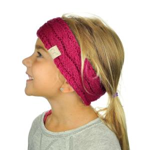 imageCC Childrens Kids Winter Warm Cable Knit Fuzzy Lined Ear Warmer HeadbandHot Pink