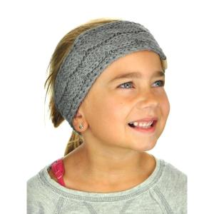 imageCC Childrens Kids Winter Warm Cable Knit Fuzzy Lined Ear Warmer HeadbandLight Melange Gray