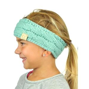 imageCC Childrens Kids Winter Warm Cable Knit Fuzzy Lined Ear Warmer HeadbandMint