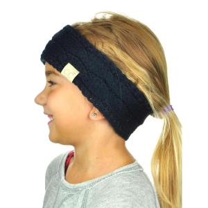 imageCC Childrens Kids Winter Warm Cable Knit Fuzzy Lined Ear Warmer HeadbandNavy