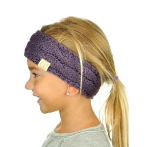 imageCC Childrens Kids Winter Warm Cable Knit Fuzzy Lined Ear Warmer HeadbandViolet