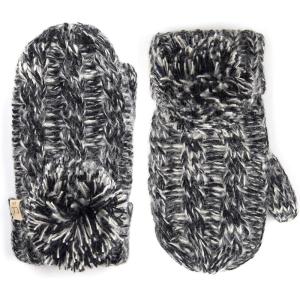 imageCC Colorful Knit Childrens Mittens  Cozy with Pom Pom Accent2 Tone  Black
