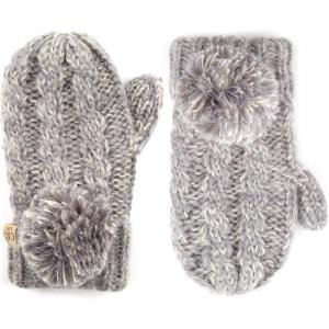 imageCC Colorful Knit Childrens Mittens  Cozy with Pom Pom Accent2 Tone  Grey