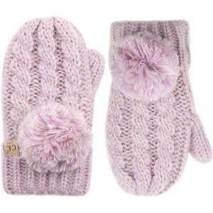 imageCC Colorful Knit Childrens Mittens  Cozy with Pom Pom Accent2 Tone  Lilac