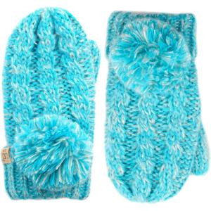 imageCC Colorful Knit Childrens Mittens  Cozy with Pom Pom Accent2 Tone  Mint