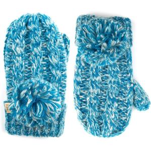 imageCC Colorful Knit Childrens Mittens  Cozy with Pom Pom Accent2 Tone  Teal