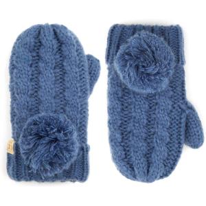 imageCC Colorful Knit Childrens Mittens  Cozy with Pom Pom AccentDk Denim