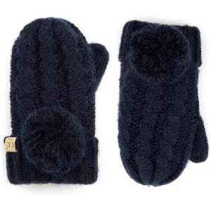 imageCC Colorful Knit Childrens Mittens  Cozy with Pom Pom AccentNavy