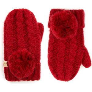 imageCC Colorful Knit Childrens Mittens  Cozy with Pom Pom AccentRed