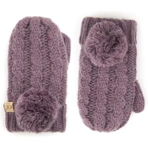 imageCC Colorful Knit Childrens Mittens  Cozy with Pom Pom AccentViolet
