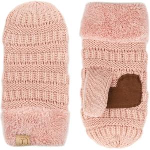 imageCC Colorful Ribbed Knit Childrens Mittens  Warm Soft ampamp Cozy Winter GlovesIndi Pink
