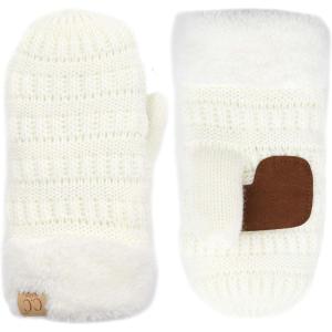 imageCC Colorful Ribbed Knit Childrens Mittens  Warm Soft ampamp Cozy Winter GlovesIvory