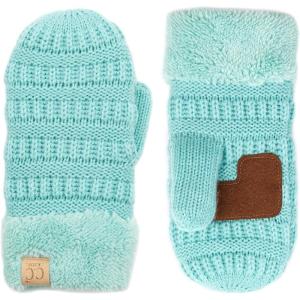 imageCC Colorful Ribbed Knit Childrens Mittens  Warm Soft ampamp Cozy Winter GlovesMint