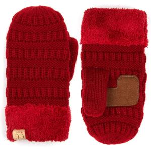 imageCC Colorful Ribbed Knit Childrens Mittens  Warm Soft ampamp Cozy Winter GlovesRed