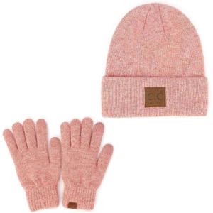 imageCC Eco Friendly Unisex Classic Warm Winter Beanie and Touchscreen Glove SetHeather Bubble Berry