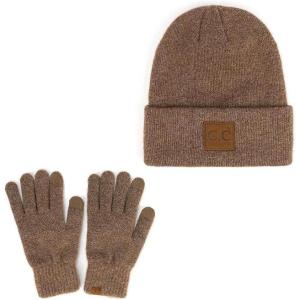 imageCC Eco Friendly Unisex Classic Warm Winter Beanie and Touchscreen Glove SetHeather Cacao