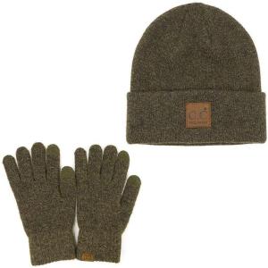 imageCC Eco Friendly Unisex Classic Warm Winter Beanie and Touchscreen Glove SetHeather Moss