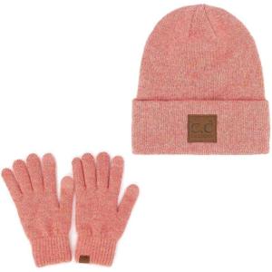 imageCC Eco Friendly Unisex Classic Warm Winter Beanie and Touchscreen Glove SetHeather Strawberry