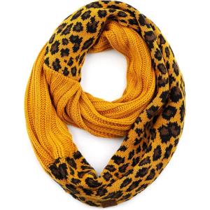 imageCC Exclusives Solid Color Ribbed Infinity Scarf with Leopard Pattern Cuff SF80 Mustard