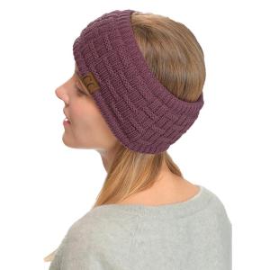 imageCC Exclusives Women Headwrap Sherpa Fuzzy Fleece Lined Headband Stretch Knit Ear Warmer IvoryCoco Berry