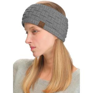 imageCC Exclusives Women Headwrap Sherpa Fuzzy Fleece Lined Headband Stretch Knit Ear Warmer IvoryLight Melange Grey