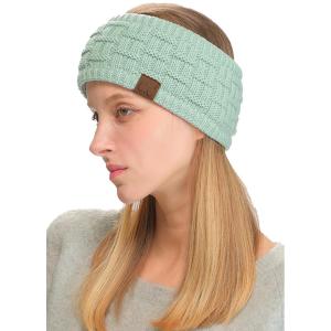 imageCC Exclusives Women Headwrap Sherpa Fuzzy Fleece Lined Headband Stretch Knit Ear Warmer IvoryMint