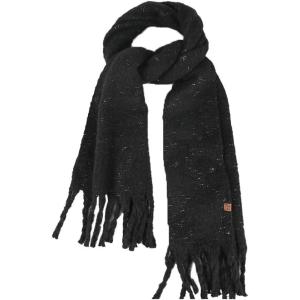 imageCC Fall Winter Solid and Multicolored Woven Knit Scarf for WomenSolid Black