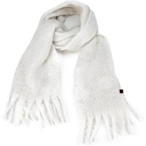 imageCC Fall Winter Solid and Multicolored Woven Knit Scarf for WomenSolid White