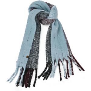 imageCC Fall Winter Solid and Multicolored Woven Knit Scarf for WomenStripeblue