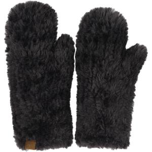 imageCC Faux Fur Mitten For Women Unisex  Stretchable Soft Warm Cold weather Winter GlovesBlack