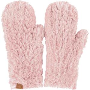 imageCC Faux Fur Mitten For Women Unisex  Stretchable Soft Warm Cold weather Winter GlovesRose