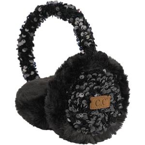 imageCC Faux Fur Sequin Earmuffs For Women  Adjustable Soft Warm Winter Ear warmerBlack