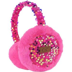 imageCC Faux Fur Sequin Earmuffs For Women  Adjustable Soft Warm Winter Ear warmerHot Pink
