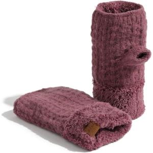 imageCC Fingerless Gloves for Women  Fuzzy Lined Knit Wrist Warmers Ribbed Smocking Stitch Soft Acrylic FLG25A Smocking Stitch Patterncoco Berry