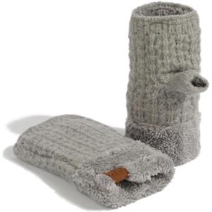 imageCC Fingerless Gloves for Women  Fuzzy Lined Knit Wrist Warmers Ribbed Smocking Stitch Soft Acrylic FLG25A Smocking Stitch Patternlt Mel Grey