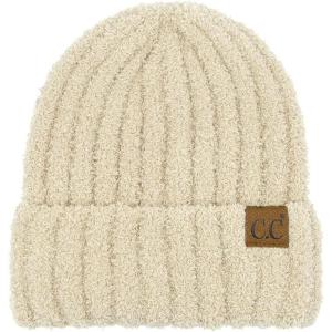 imageCC Fuzzy Beanie for Women Unisex  Acrylic Stretchable Soft Warm Knit Winter Skully HatAcrylicbeige