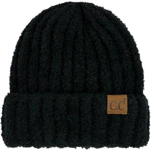 imageCC Fuzzy Beanie for Women Unisex  Acrylic Stretchable Soft Warm Knit Winter Skully HatAcrylicblack