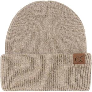 imageCC Fuzzy Beanie for Women Unisex  Acrylic Stretchable Soft Warm Knit Winter Skully HatAngorataupe