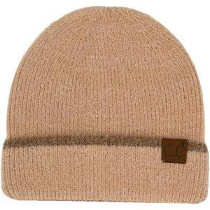 imageCC Fuzzy Beanie for Women Unisex  Acrylic Stretchable Soft Warm Knit Winter Skully HatFeather Yarnbeige