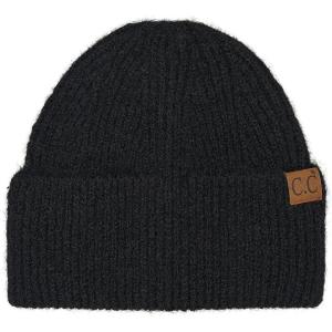 imageCC Fuzzy Beanie for Women Unisex  Acrylic Stretchable Soft Warm Knit Winter Skully HatRecycled Yarnblack